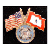 Coast Guard Pin with Crossed US/Service Flags