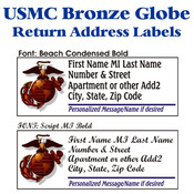 USMC Bronze Globe Stock Address Labels