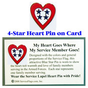 4-Star Service Flag Heart Pin
