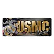 USMC Retired Chrome Bumper Strip Magnet