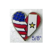 Heart Pin with USA Flag/Service Flag with Gold Star 5/8"