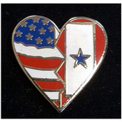 Service Flag/USA Flag Heart Pin