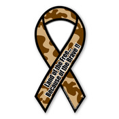 Camo 8" Ribbon Ribbon Magnet - Land of the Free Because of the Brave